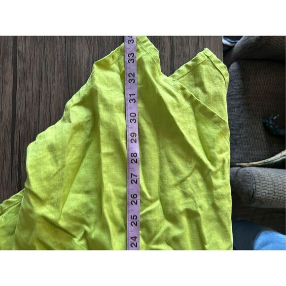 For Cynthia Kiwi Green Asymmetrical Sleeveless Linen Blouse Size S Oversized - Picture 8 of 9